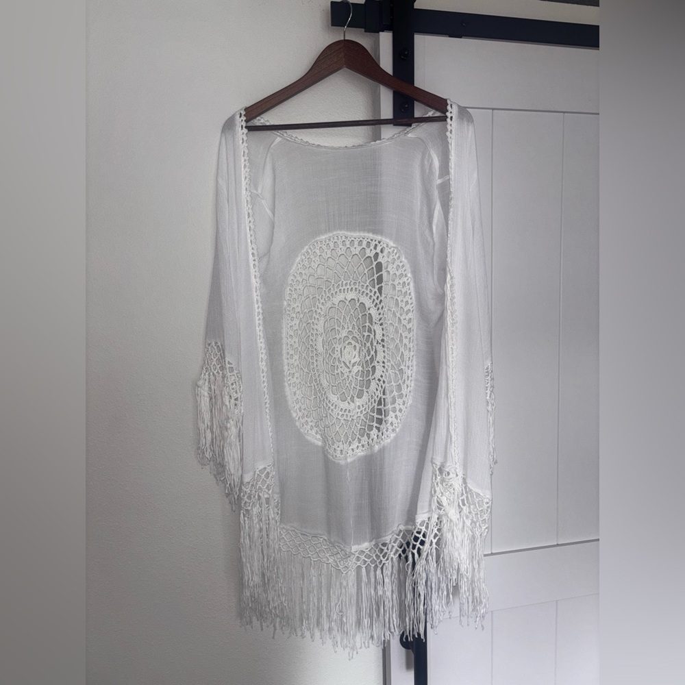Cupshe White Crochet Fringe Cover-Up